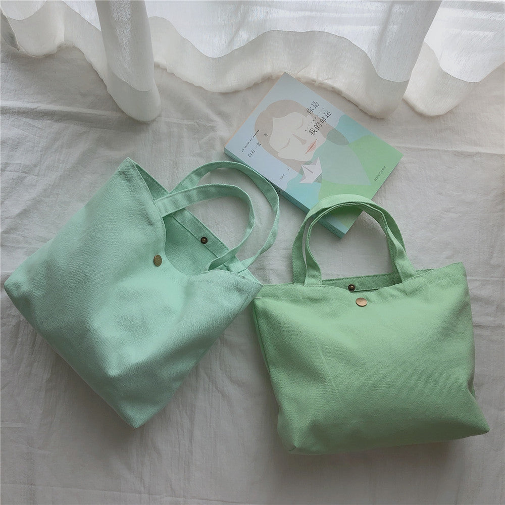 534 Solid Color Women Canvas Handbag Snap Button Simple Casual Tote Bag 534 Solid Color Women Canvas Handbag Snap Button Simple Casual Tote Bag